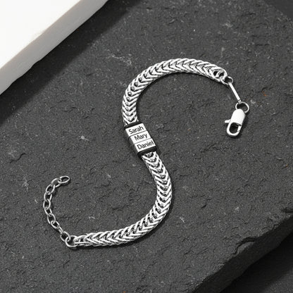 Custom Multi-Bead Names Chain Bracelet Gift for Men