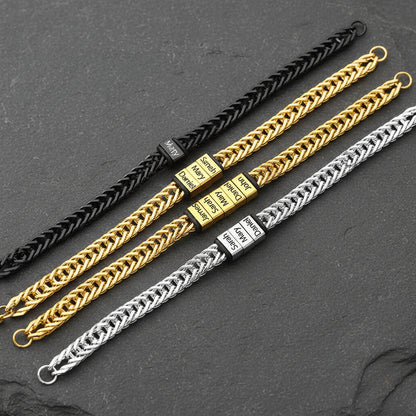 Custom Multi-Bead Names Chain Bracelet Gift for Men