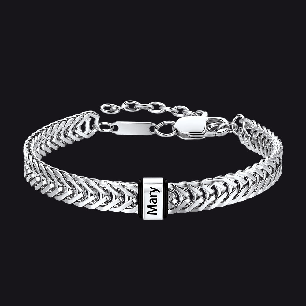 Custom Multi-Bead Names Chain Bracelet Gift for Men