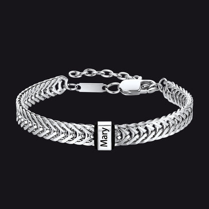 Custom Multi-Bead Names Chain Bracelet Gift for Men