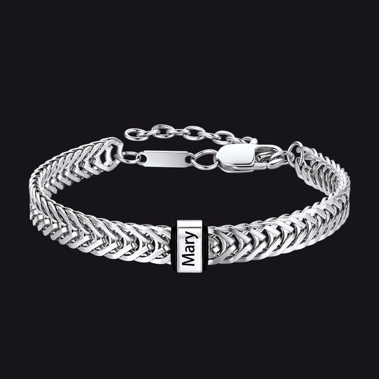 Custom Multi-Bead Names Chain Bracelet Gift for Menimg