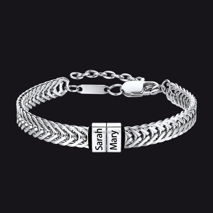 Custom Multi-Bead Names Chain Bracelet Gift for Men