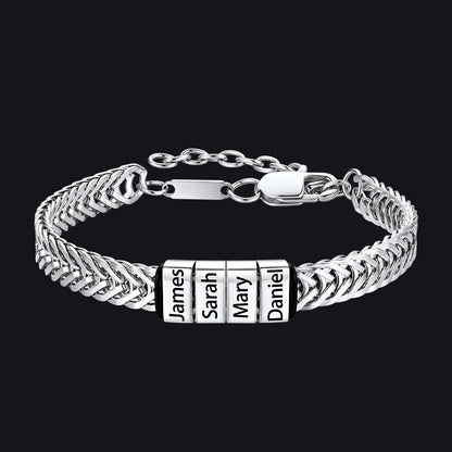 Custom Multi-Bead Names Chain Bracelet Gift for Men
