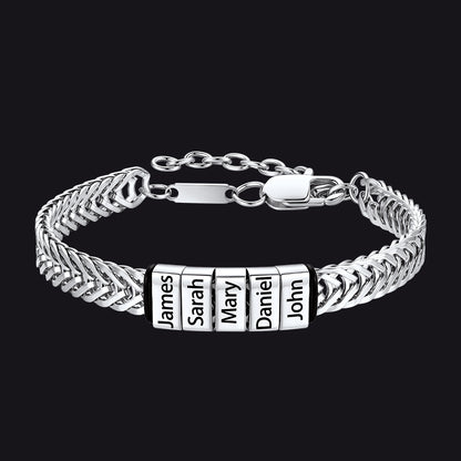 Custom Multi-Bead Names Chain Bracelet Gift for Men