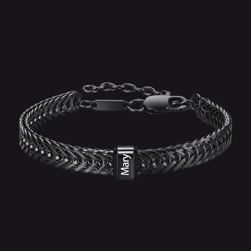 Custom Multi-Bead Names Chain Bracelet Gift for Men