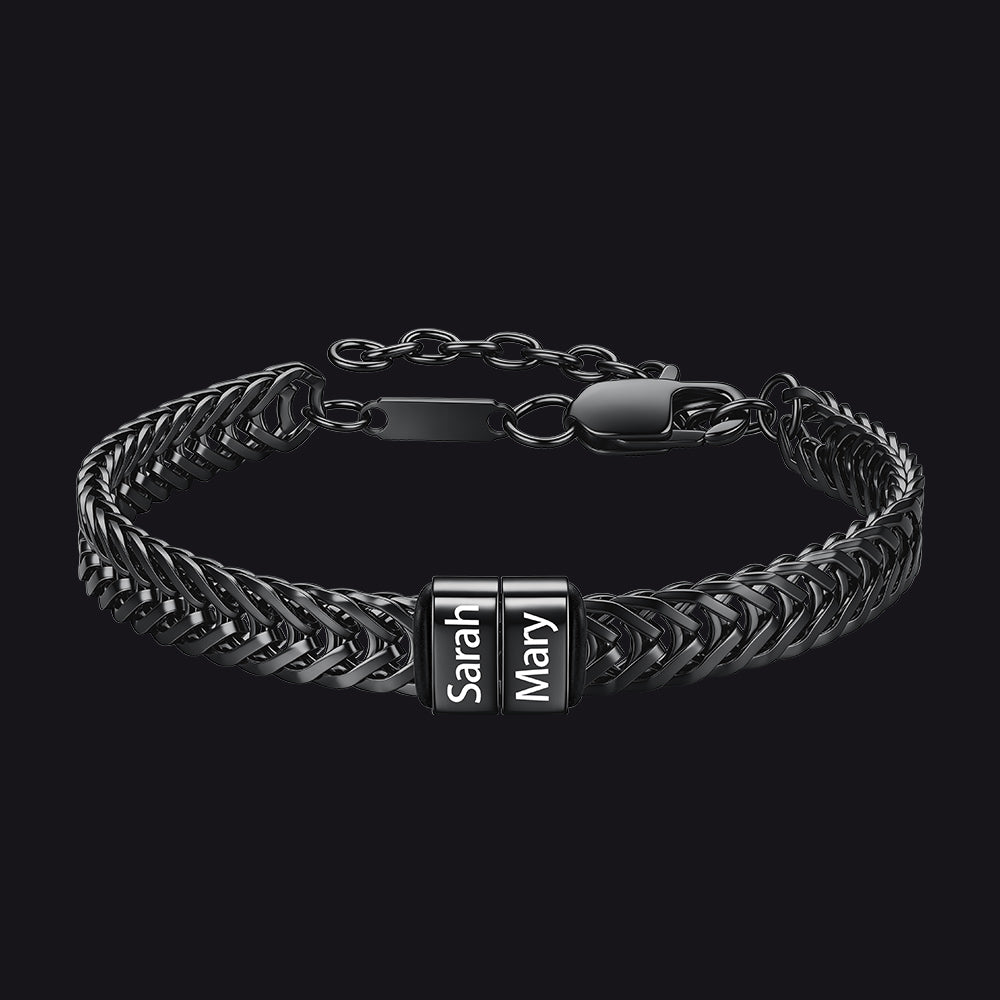 Custom Multi-Bead Names Chain Bracelet Gift for Men