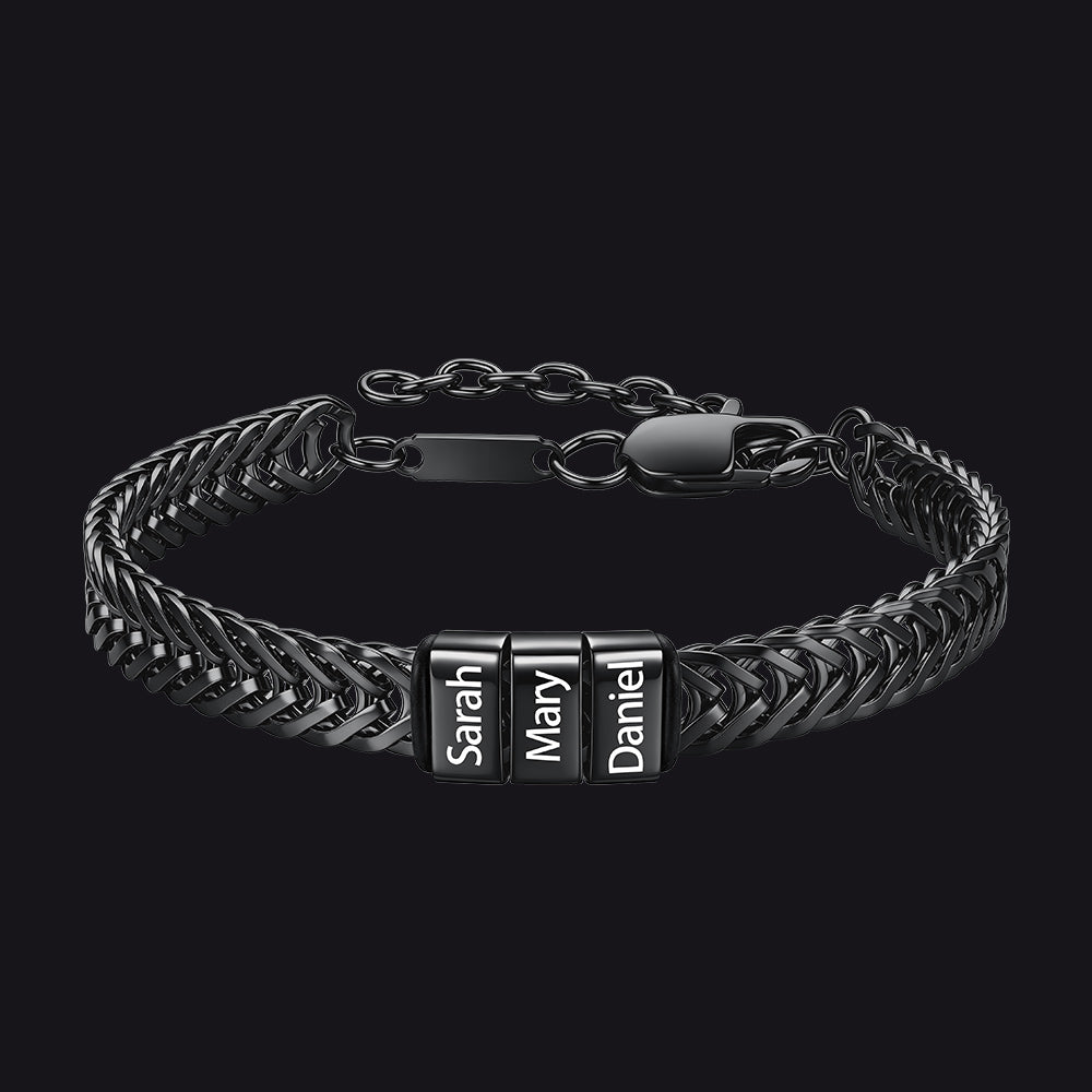 Custom Multi-Bead Names Chain Bracelet Gift for Men