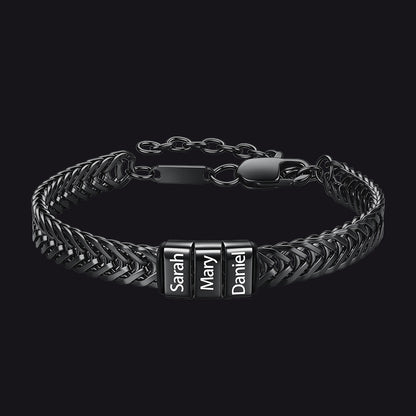Custom Multi-Bead Names Chain Bracelet Gift for Men