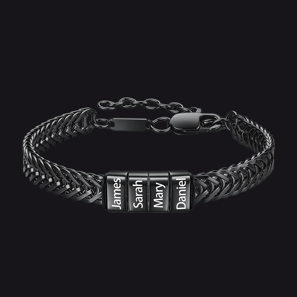 Custom Multi-Bead Names Chain Bracelet Gift for Men