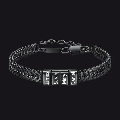 Custom Multi-Bead Names Chain Bracelet Gift for Men