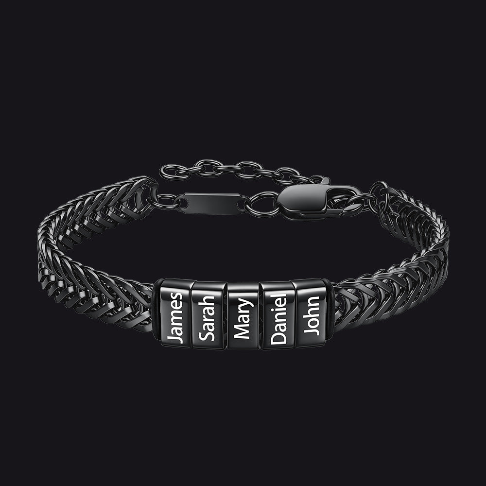 Custom Multi-Bead Names Chain Bracelet Gift for Men
