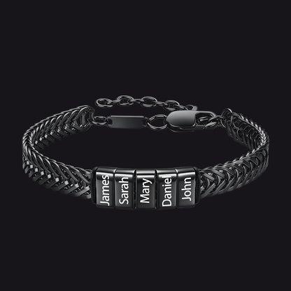 Custom Multi-Bead Names Chain Bracelet Gift for Men