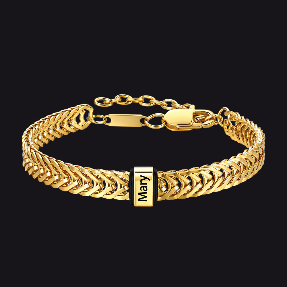 Custom Multi-Bead Names Chain Bracelet Gift for Men