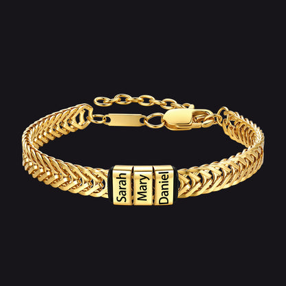 Custom Multi-Bead Names Chain Bracelet Gift for Men