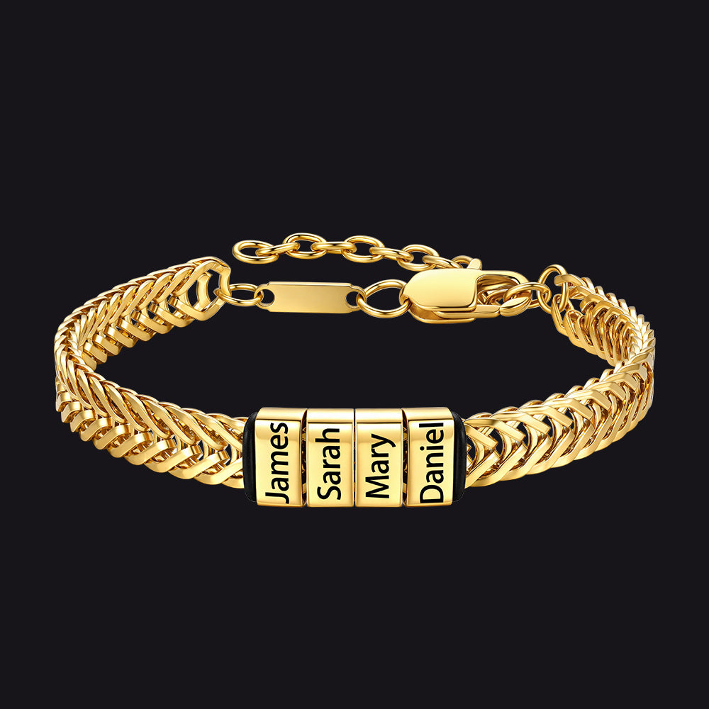 Custom Multi-Bead Names Chain Bracelet Gift for Men