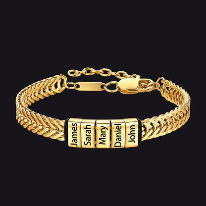 Custom Multi-Bead Names Chain Bracelet Gift for Men