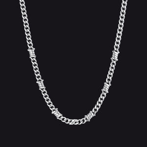 Gothic Custom Name Barbed Wire Cuban Link Chain Necklace for Men, 5/7/12mm Width