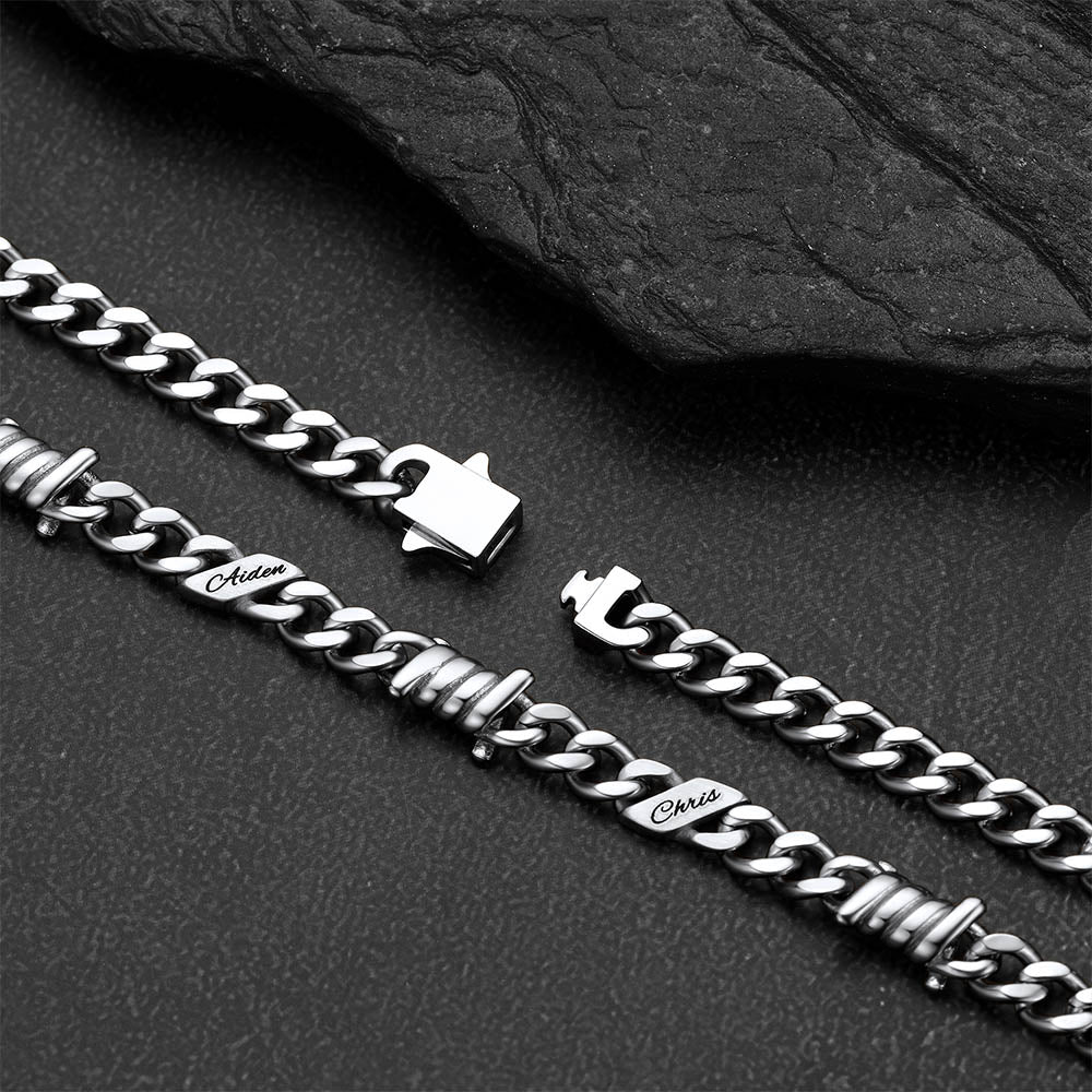 Custom name barbed gothic wire Cuban link chain necklace for men