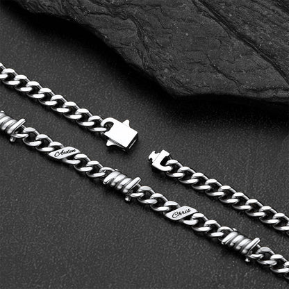 Custom name barbed gothic wire Cuban link chain necklace for men