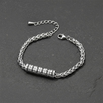 Individuell geflochtenes schwarzes graviertes Lederarmband für Männer