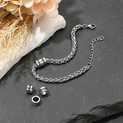 Individuell geflochtenes schwarzes graviertes Lederarmband für Männer