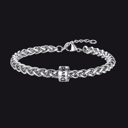 Individuell geflochtenes schwarzes graviertes Lederarmband für Männer