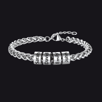 Individuell geflochtenes schwarzes graviertes Lederarmband für Männer