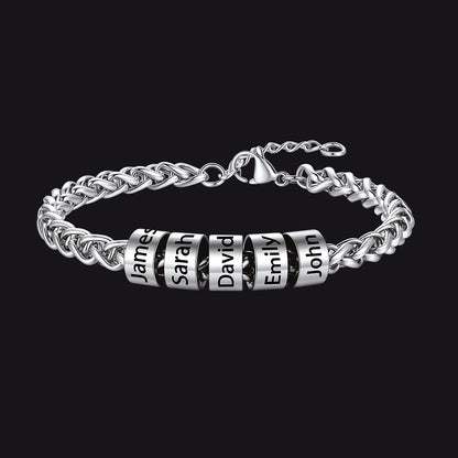 Individuell geflochtenes schwarzes graviertes Lederarmband für Männer