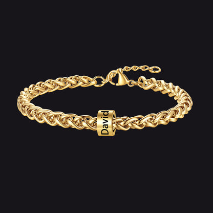 Individuell geflochtenes schwarzes graviertes Lederarmband für Männer
