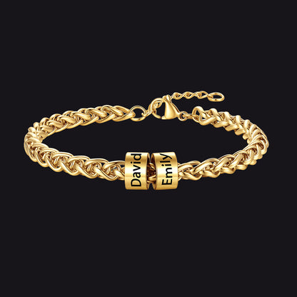 Individuell geflochtenes schwarzes graviertes Lederarmband für Männer