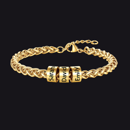 Individuell geflochtenes schwarzes graviertes Lederarmband für Männer