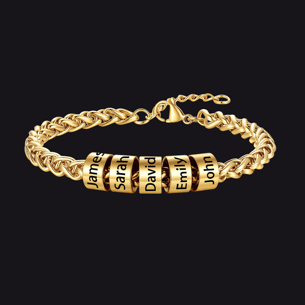 Individuell geflochtenes schwarzes graviertes Lederarmband für Männer