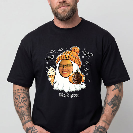 Custom Photo Halloween Ghost Ice Cream T-Shirt for Menimg