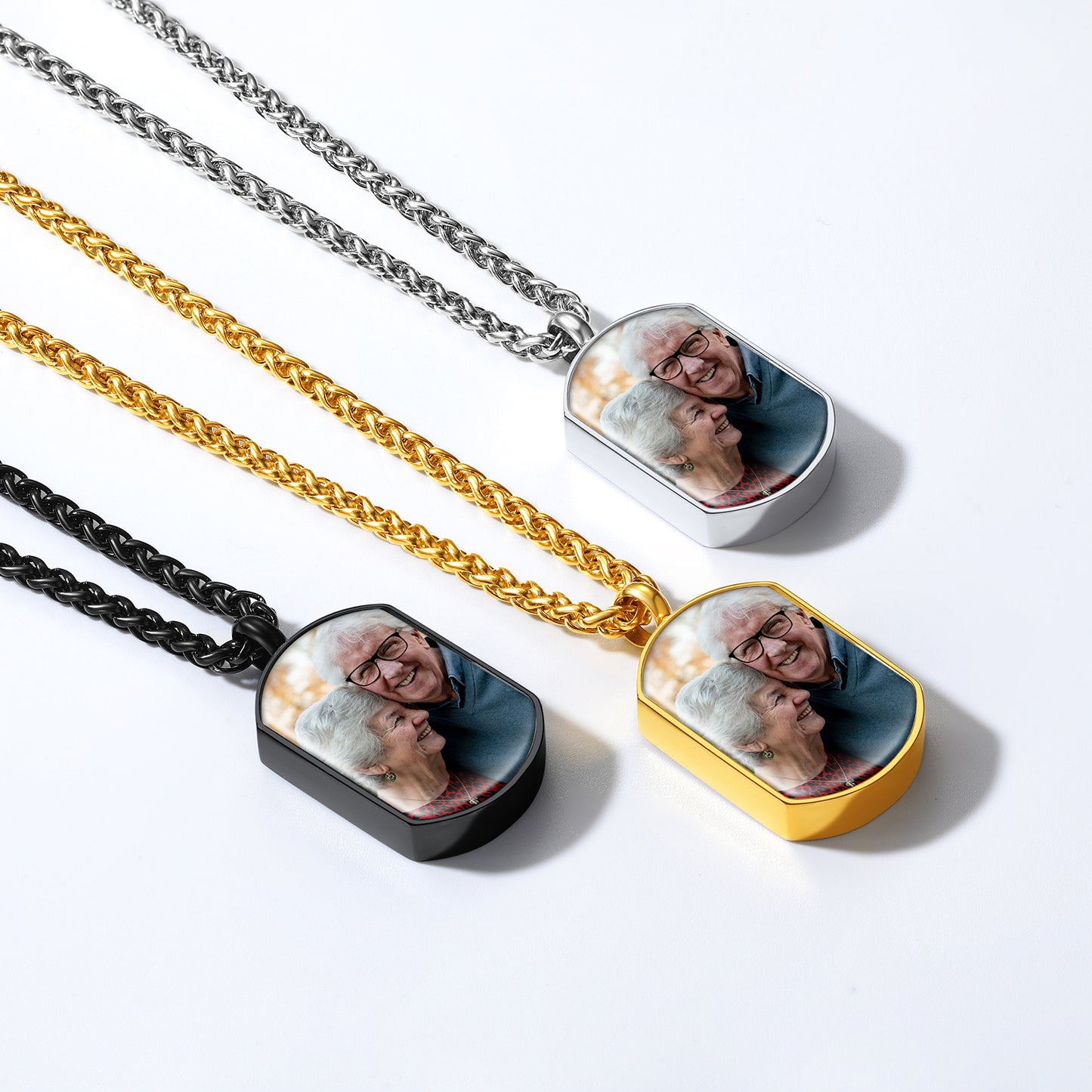 Custom Fingerprint Cremation Picture Urn Dog Tag Necklace