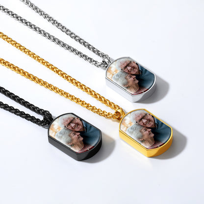 Custom Fingerprint Cremation Picture Urn Dog Tag Necklace