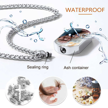 Custom Fingerprint Cremation Picture Urn Dog Tag Necklace