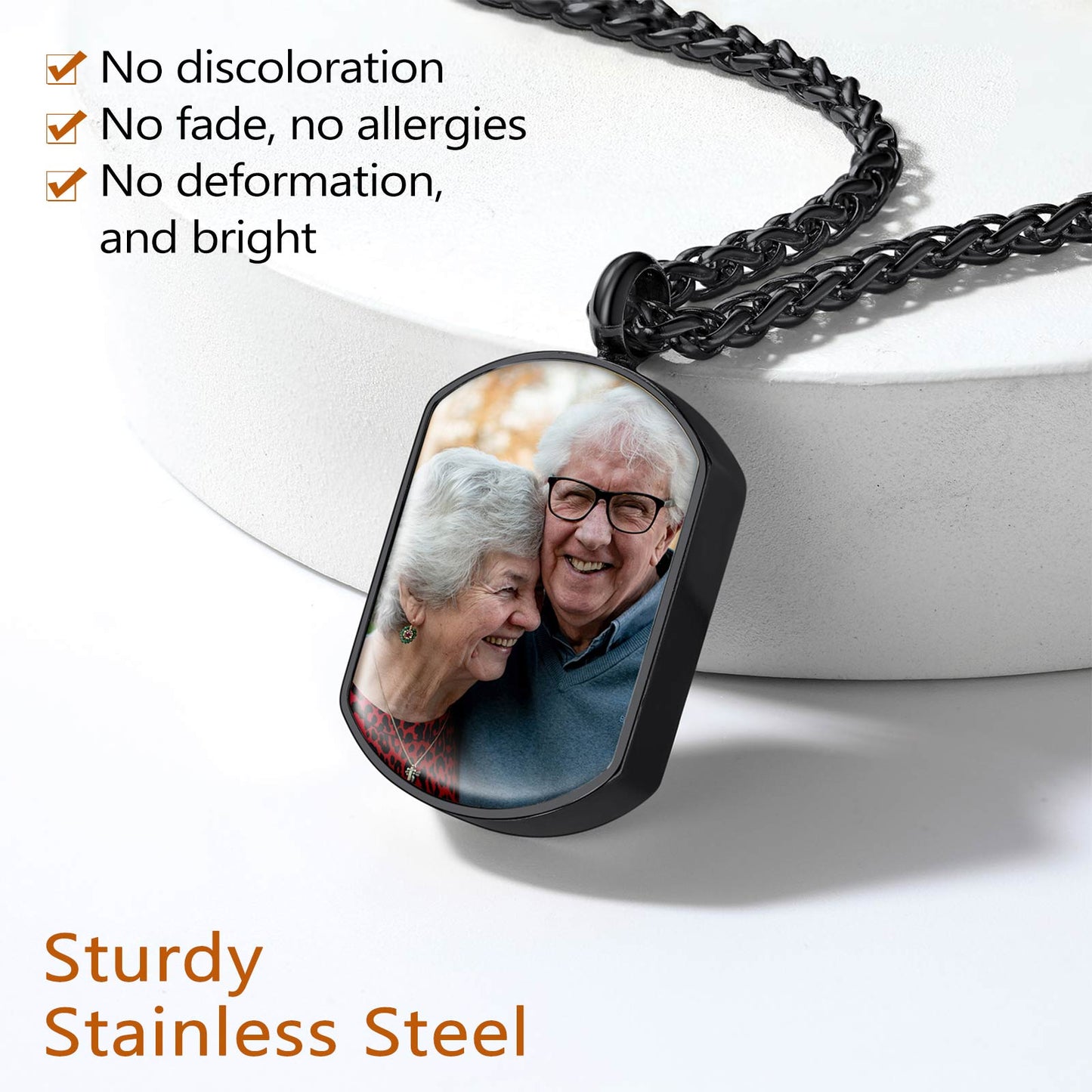 Custom Fingerprint Cremation Picture Urn Dog Tag Necklace