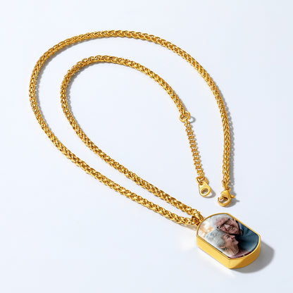 Custom Fingerprint Cremation Picture Urn Dog Tag Necklace