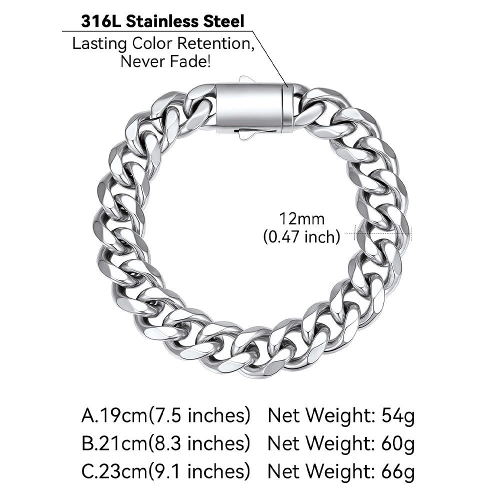  Custom Text Chunky Cuban Link Chain Bracelets Gift For Men-316L Stainless Steel