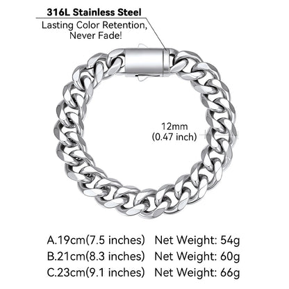  Custom Text Chunky Cuban Link Chain Bracelets Gift For Men-316L Stainless Steel