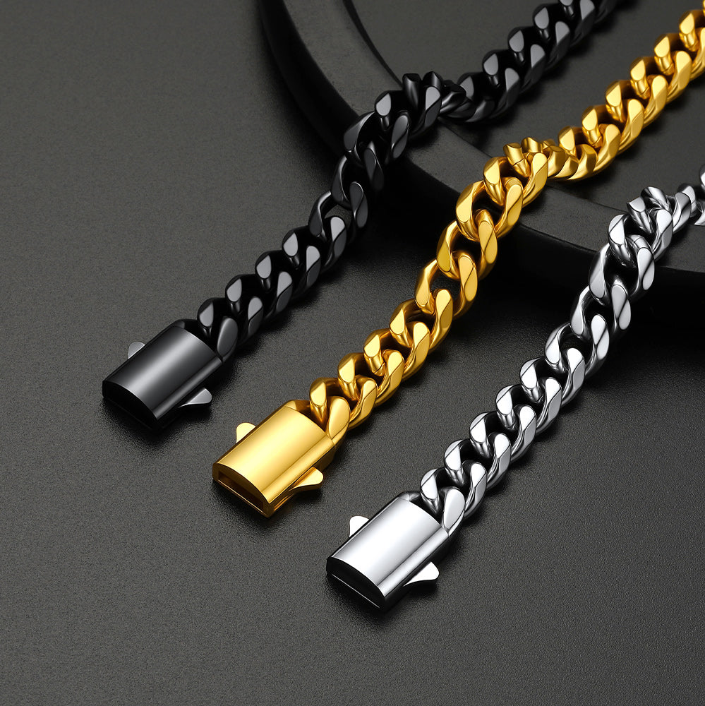  Custom Text Chunky Cuban Link Chain Bracelets Gift For Men 316L Stainless Steel  in Different Colors