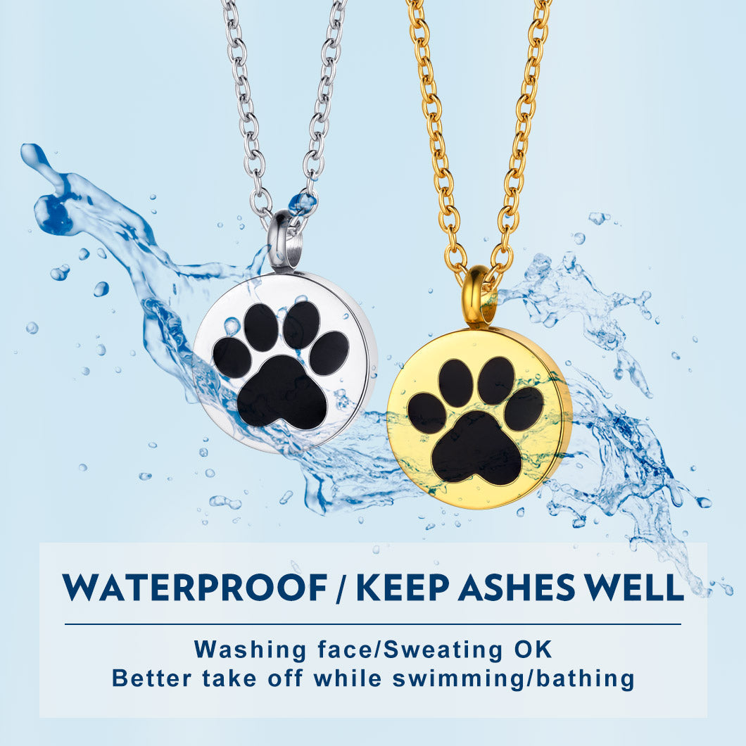 Customized Dog Puppy Footprints Urn Necklace for Ashes Memorial Gift