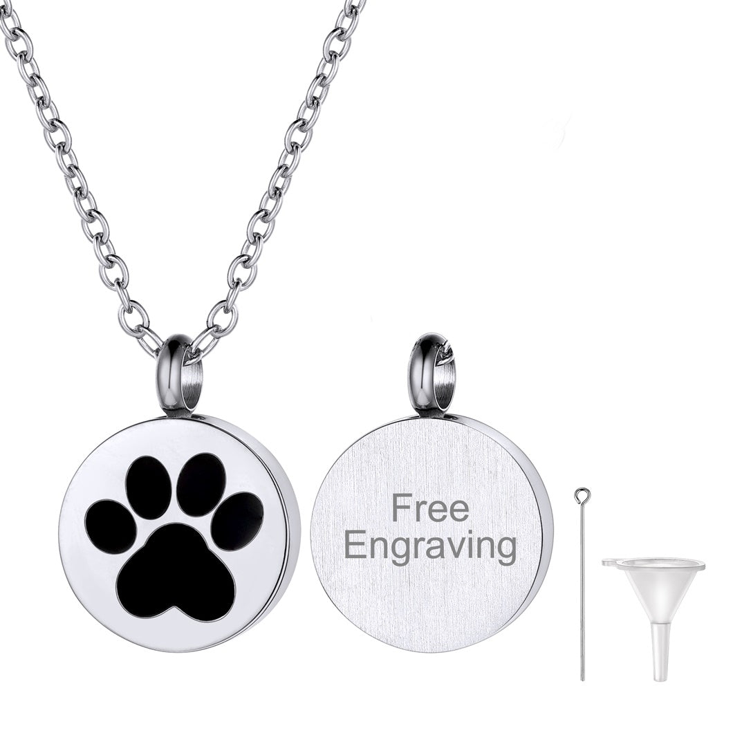Customized Dog Puppy Footprints Urn Necklace for Ashes Memorial Gift