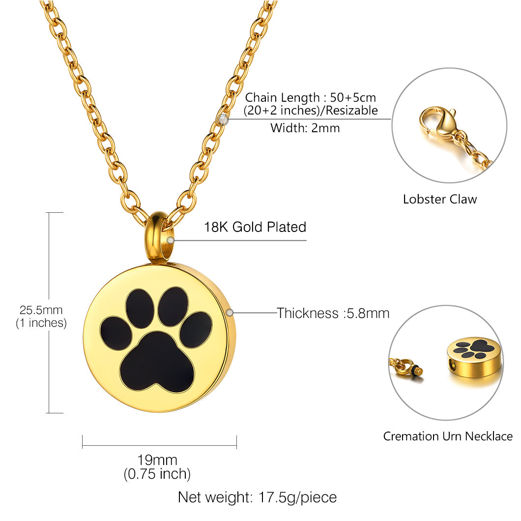 Customized Dog Puppy Footprints Urn Necklace for Ashes Memorial Gift