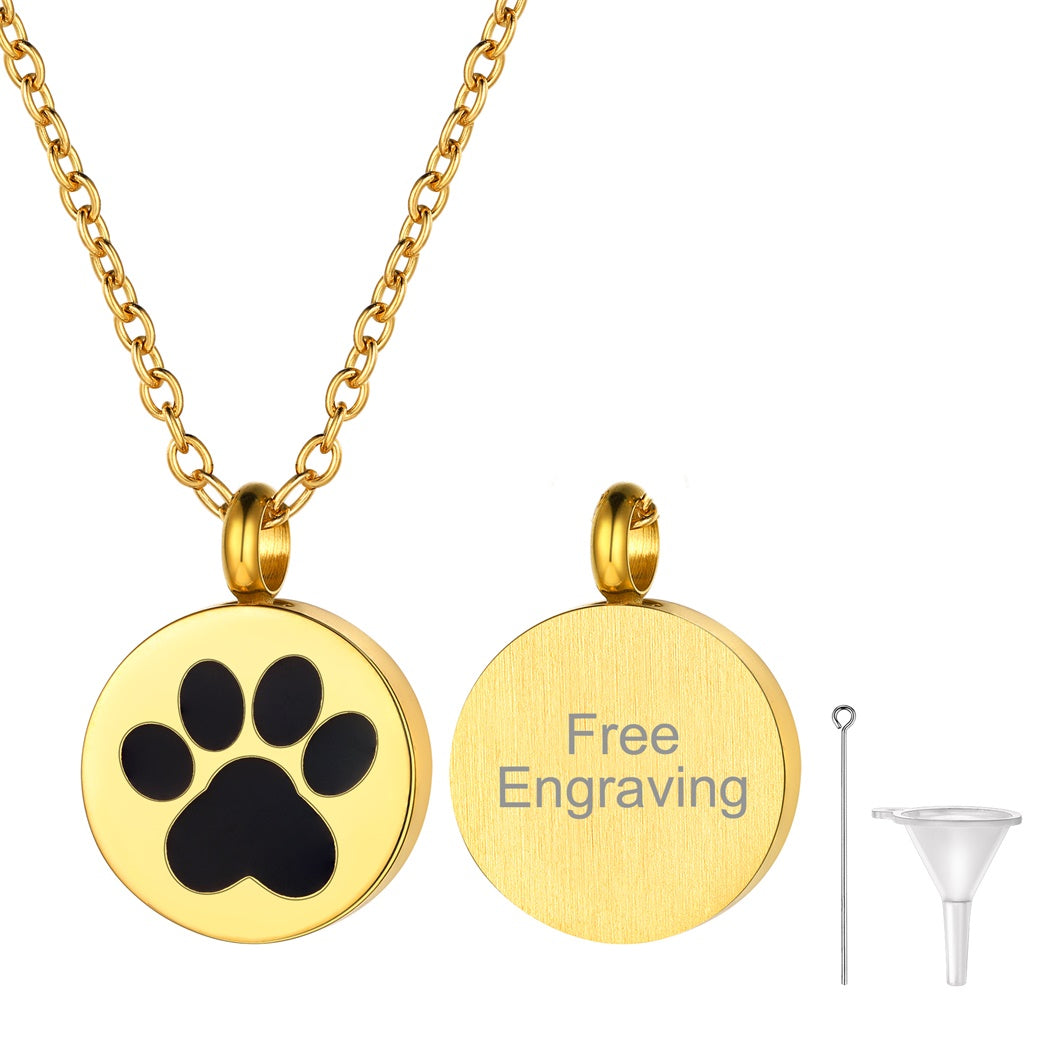Customized Dog Puppy Footprints Urn Necklace for Ashes Memorial Gift