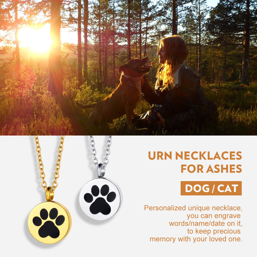 Customized Dog Puppy Footprints Urn Necklace for Ashes Memorial Gift