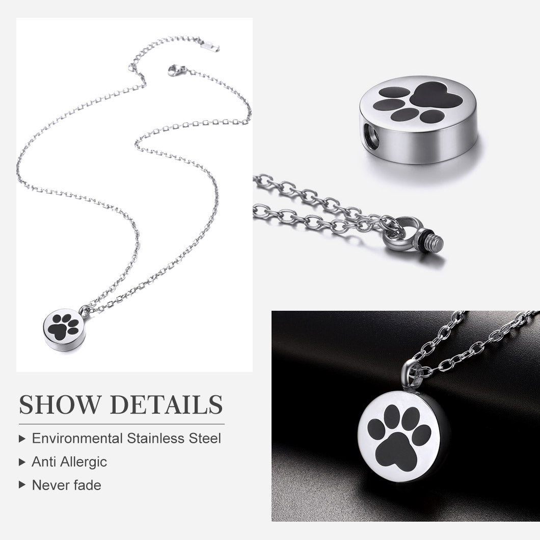 Customized Dog Puppy Footprints Urn Necklace for Ashes Memorial Gift