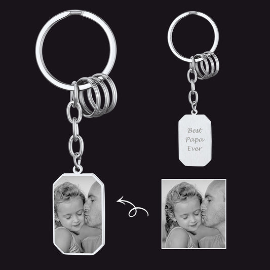 Customized Picture Dog Tag Keychain with Photo for Men  Gift For Dad