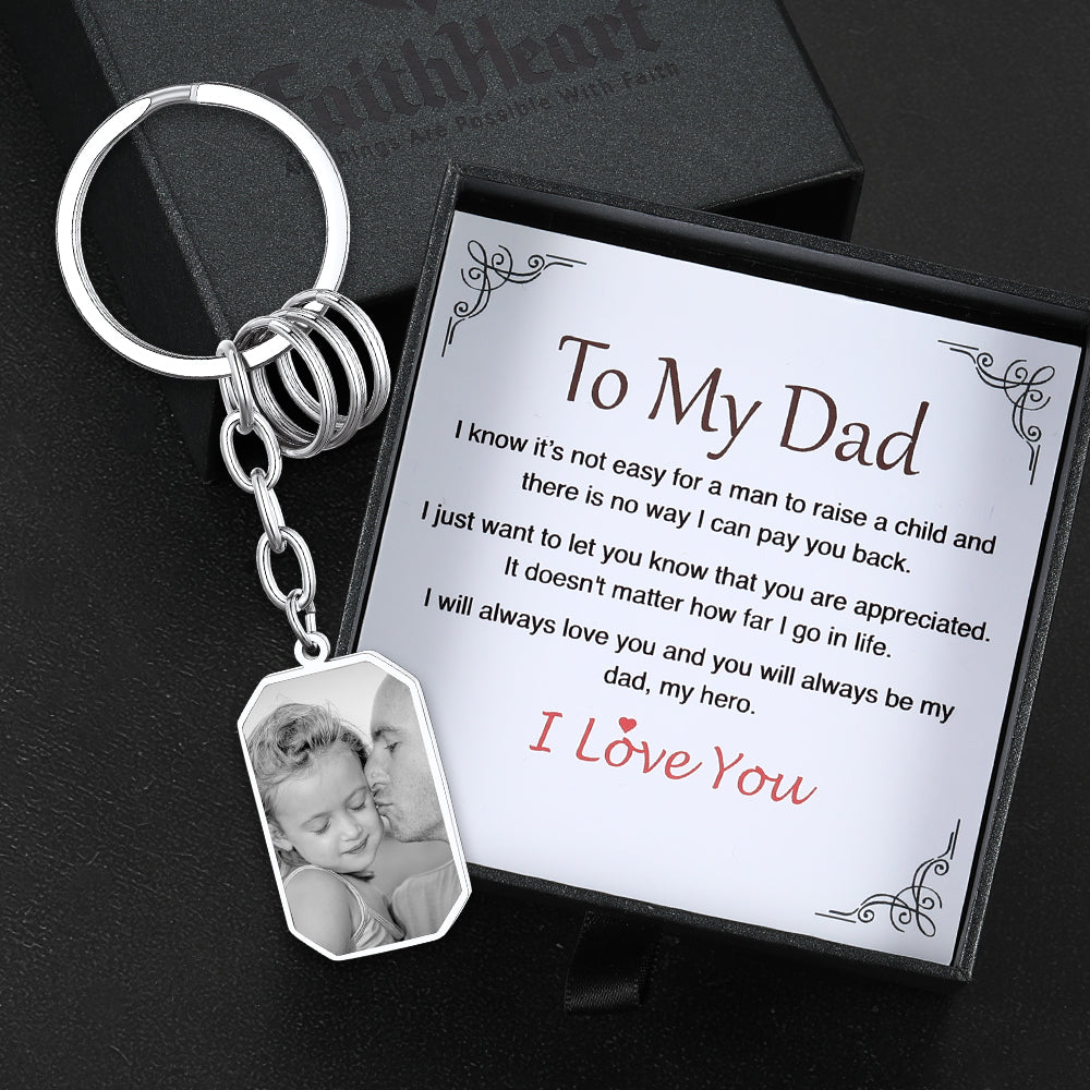 Customized Picture Dog Tag Keychain with Photo for Men Gift For Dad