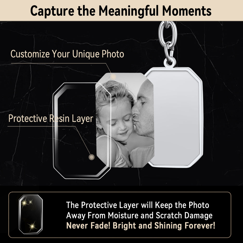Customized Picture Dog Tag Keychain with Photo for Men Women FaithHeart Jewelry
